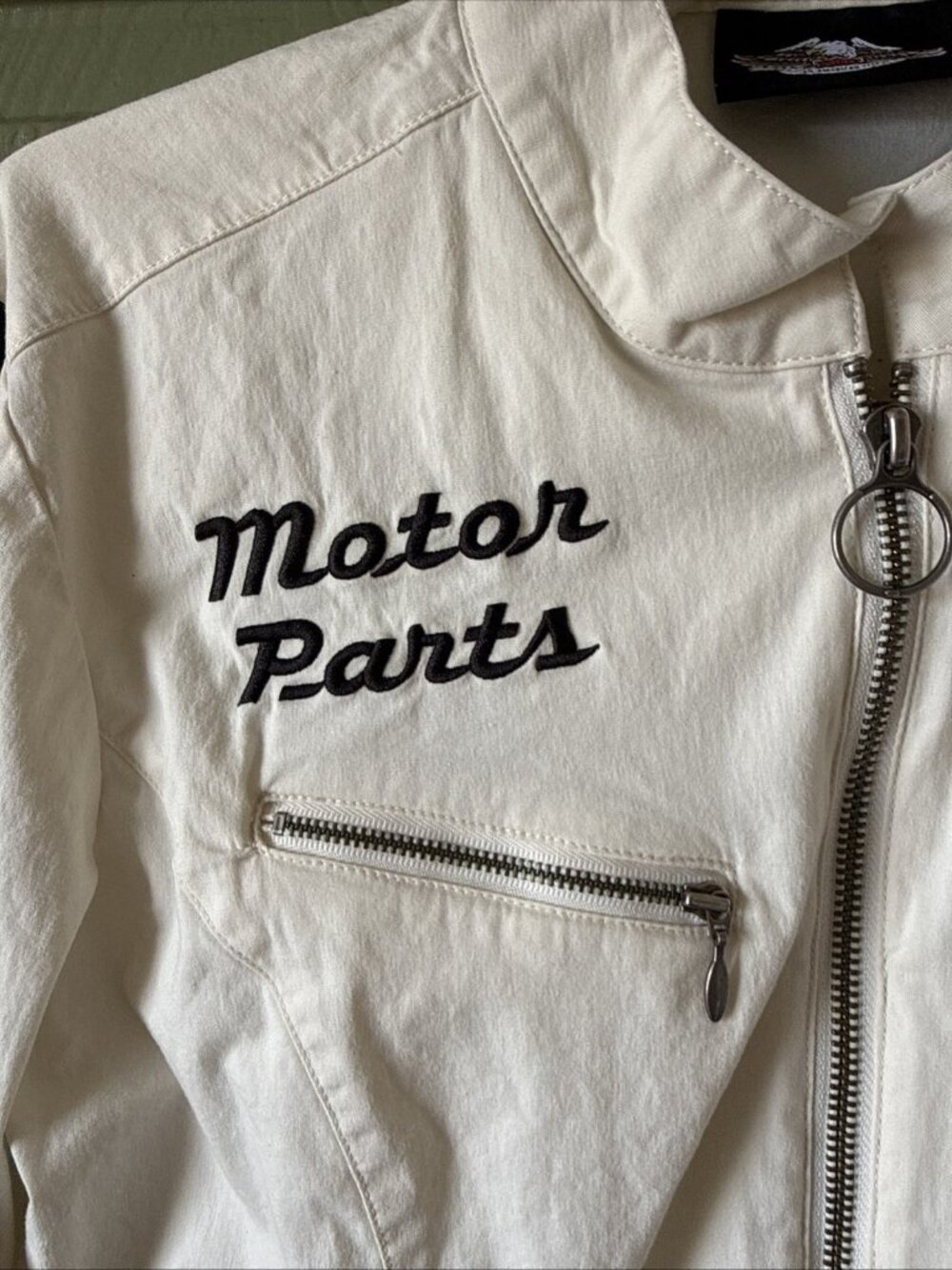 Harley Davidson Short Light Jacket Women M White Logo Full Zip Long Sleeve - Picture 4 of 12